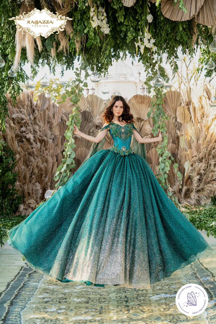 Thumbnail: CAPE SLEEVE QUINCEANERA DRESS BY RAGAZZA D84-584
